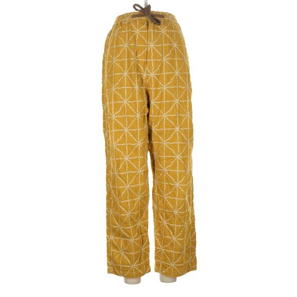 Kapital 8oz Color Denim Folk Dojo Embroidered Easy Pants Yellow 1 S - Picture 1 of 10